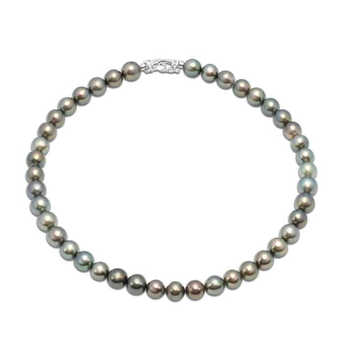 Exquisite Tahitian Pearl Necklace with 42 Handpicked Green Pearls