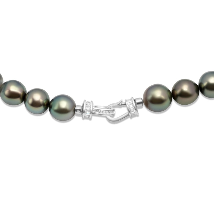 Exquisite Tahitian Pearl Necklace with 42 Handpicked Green Pearls.