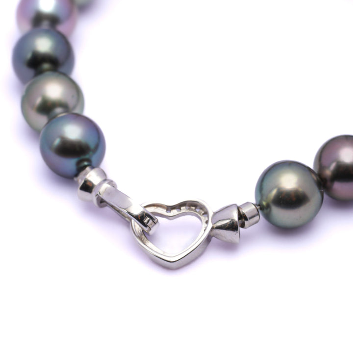 Multicolor Tahitian Pearl Bracelet with 9-10mm Pearls, 7.1-Inch Silver Chain.