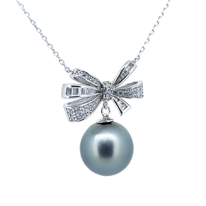 925 Sterling Silver Tahitian Pearl Necklace "Eleganto" . Ref:SHM944 OR8