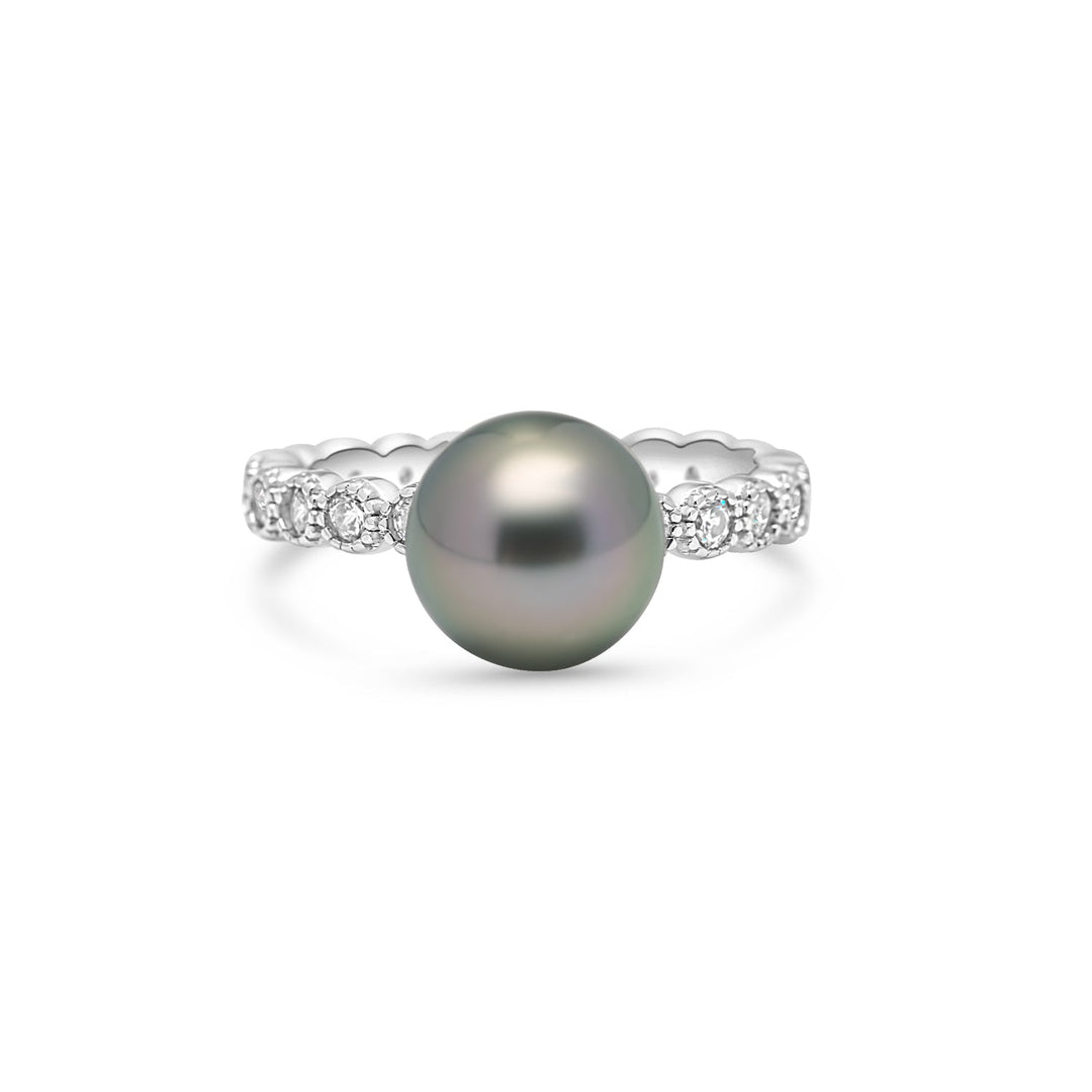 925 Sterling Silver Tahitian Pearl Ring SHM1460