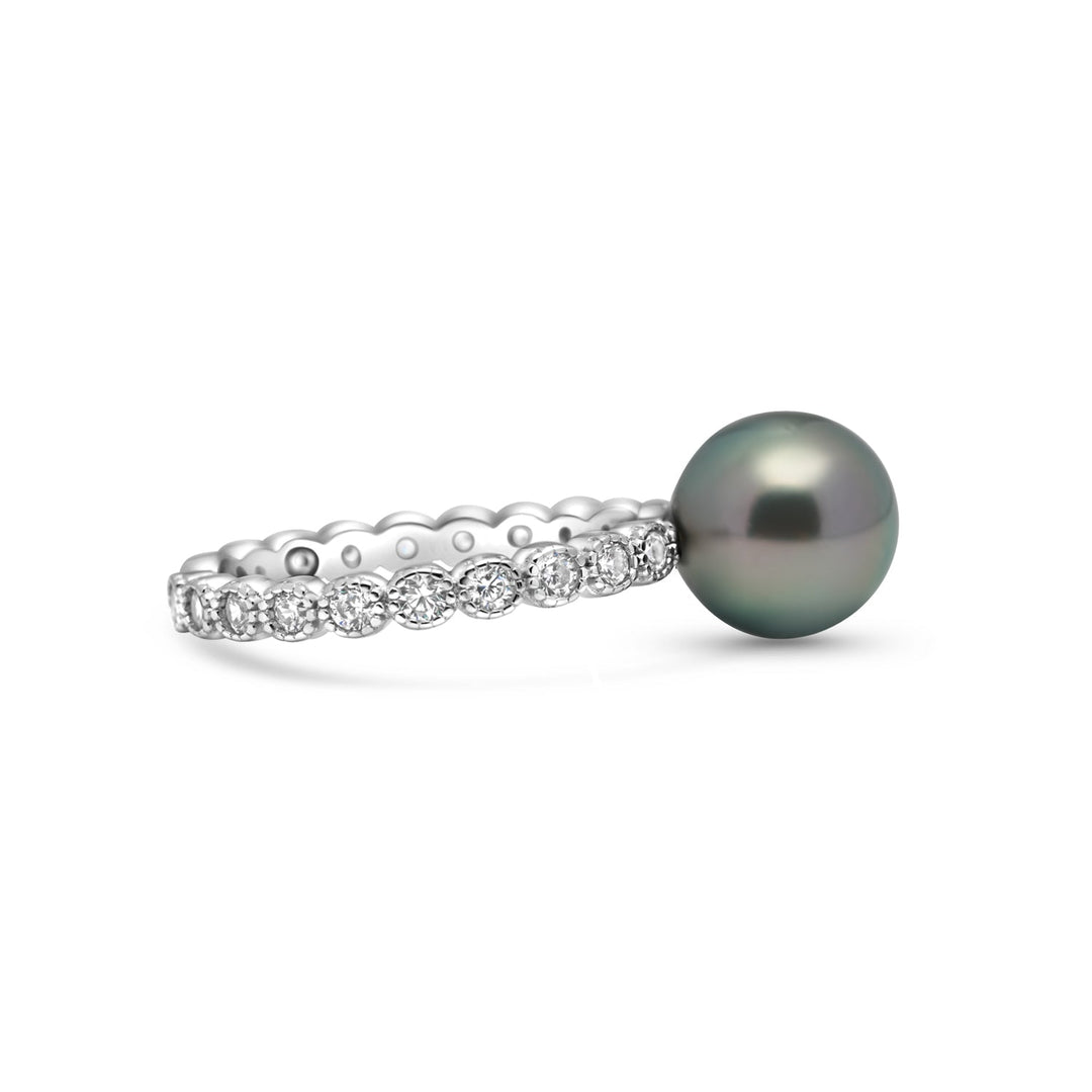 925 Sterling Silver Tahitian Pearl Ring SHM1460