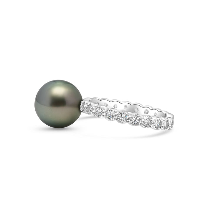 925 Sterling Silver Tahitian Pearl Ring SHM1460