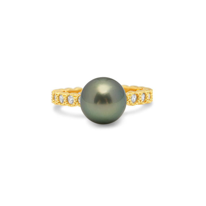 925 Sterling Silver Green Tahitian Pearl Ring SHM1129