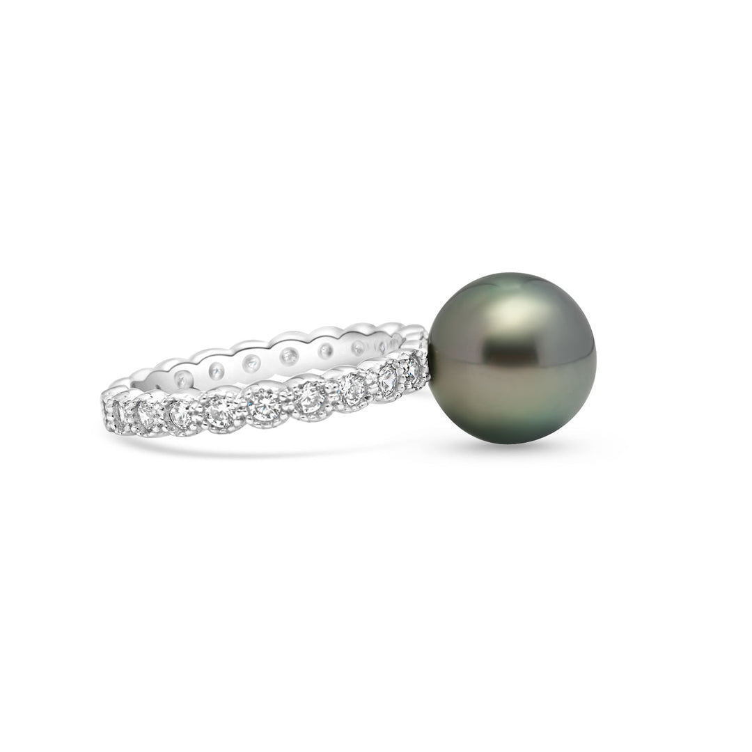 925 Sterling Silver Tahitian Pearl Ring SHM1460