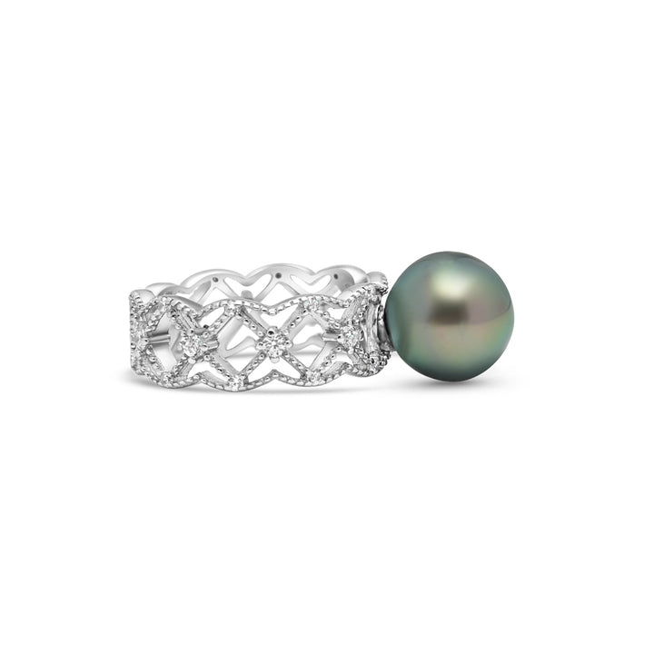 925 Sterling Silver Tahitian Pearl Ring SHM1396