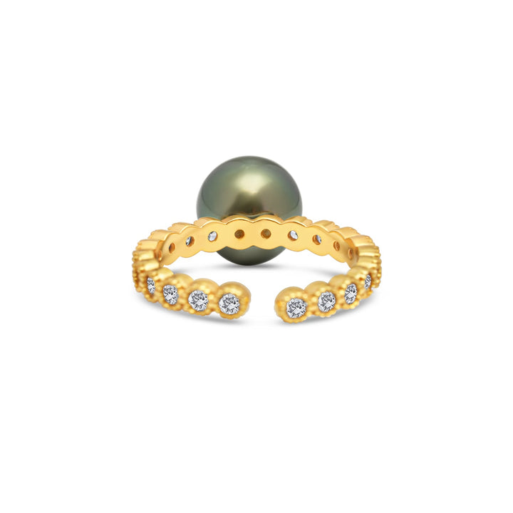 925 Sterling Silver Green Tahitian Pearl Ring SHM1129