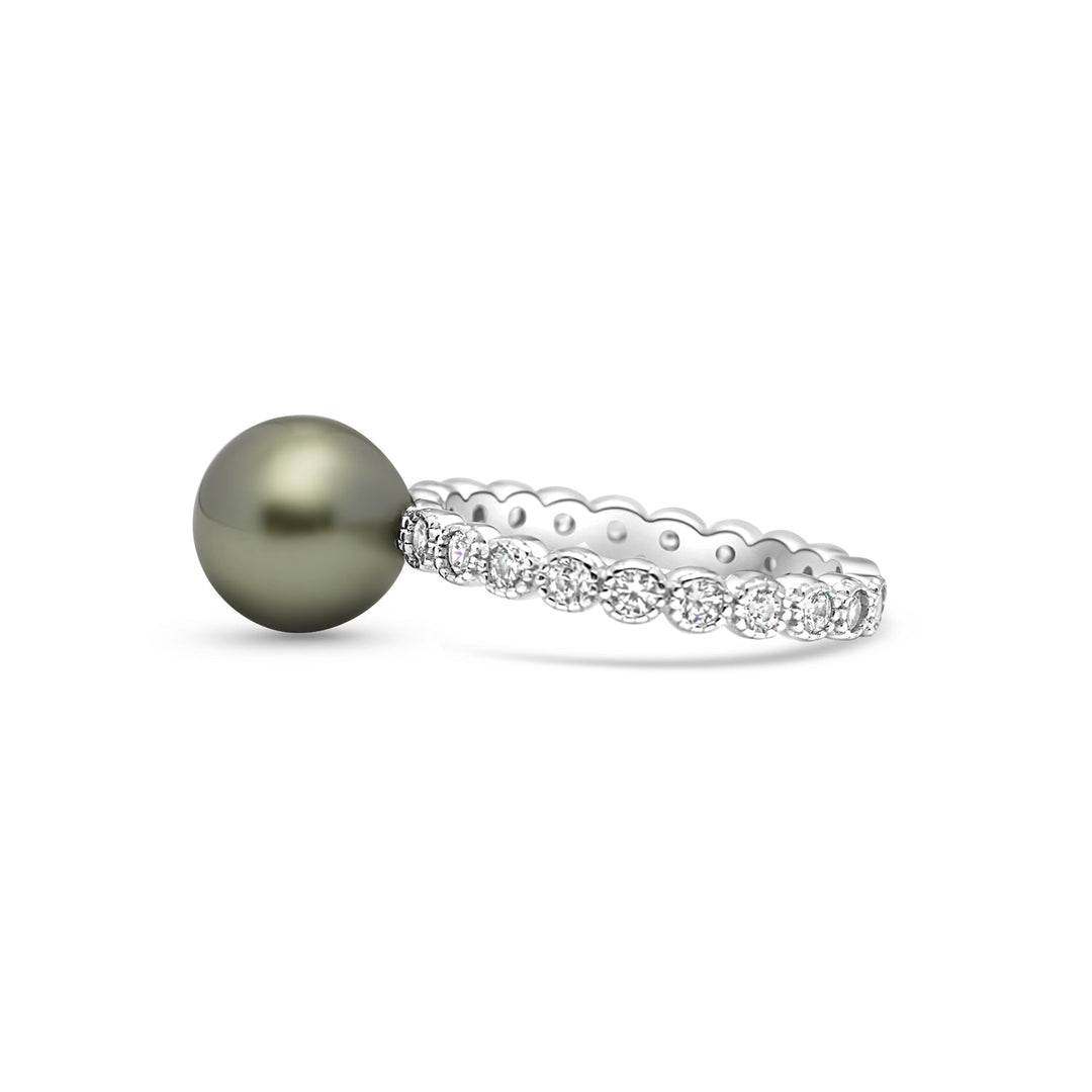 925 Sterling Silver Tahitian Pearl Ring SHM1460