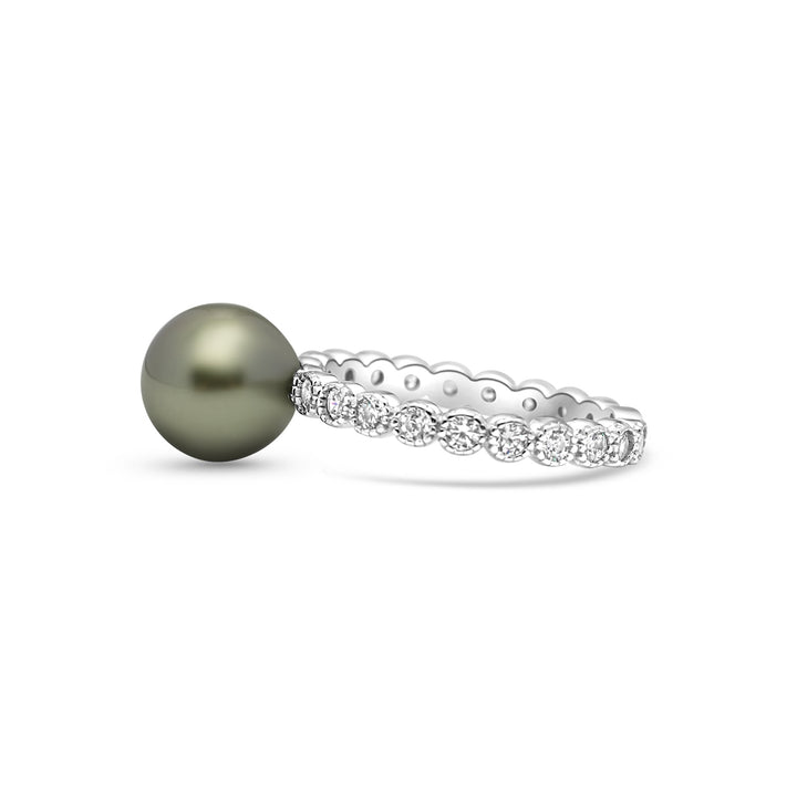 925 Sterling Silver Tahitian Pearl Ring SHM1460