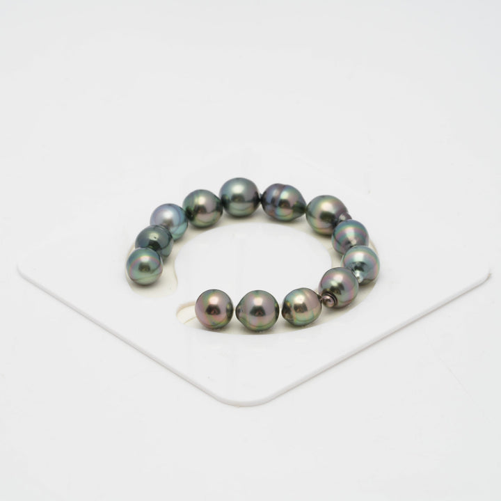 13pcs "Top Luster" Peacock 10-11mm - SB AAA Quality Tahitian Pearl Bracelet BR2024 OR7