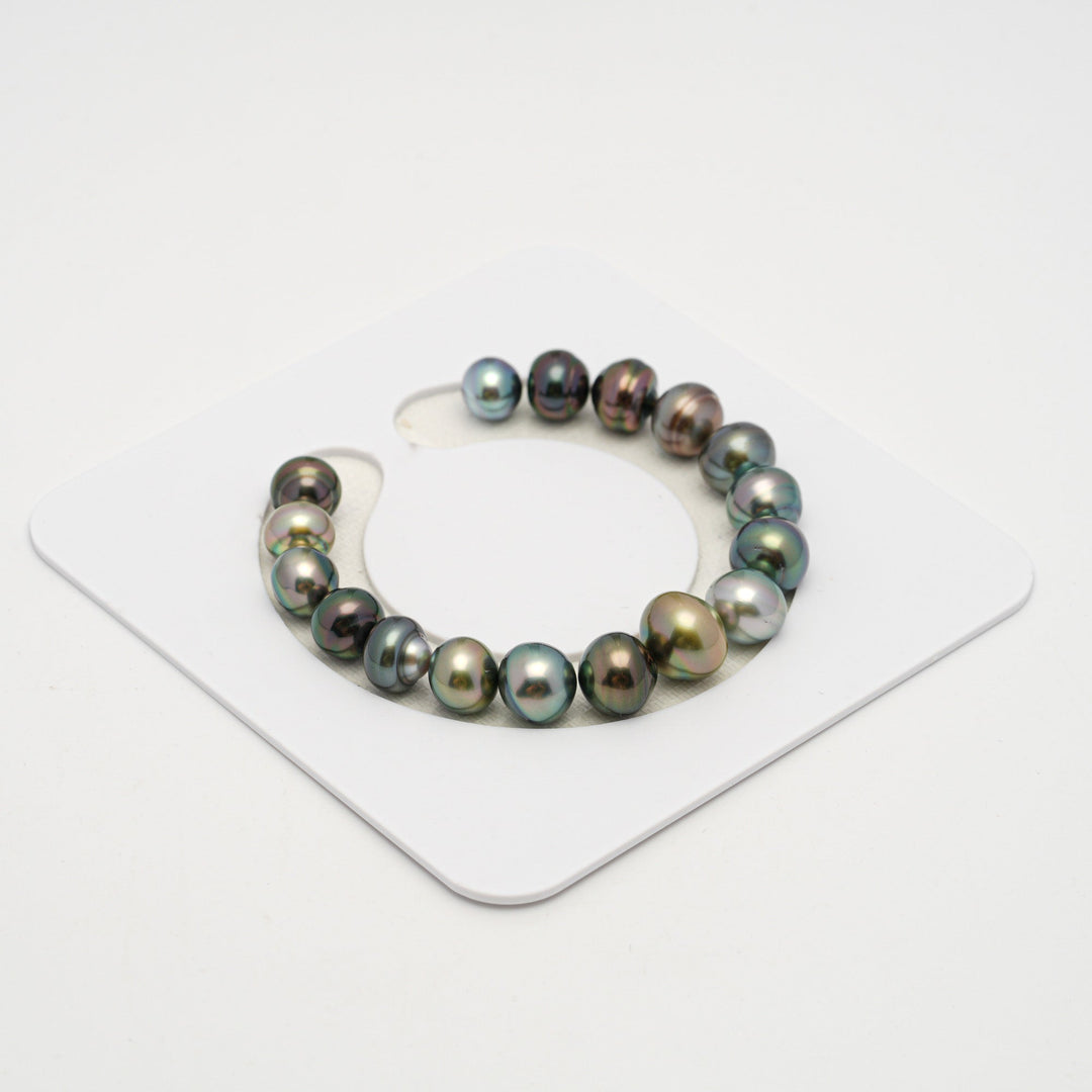 17pcs Multicolor 8-11mm - BT AAA Quality Tahitian Pearl Bracelet.