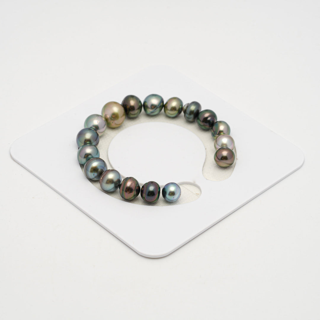 17pcs Multicolor 8-11mm - BT AAA Quality Tahitian Pearl Bracelet.