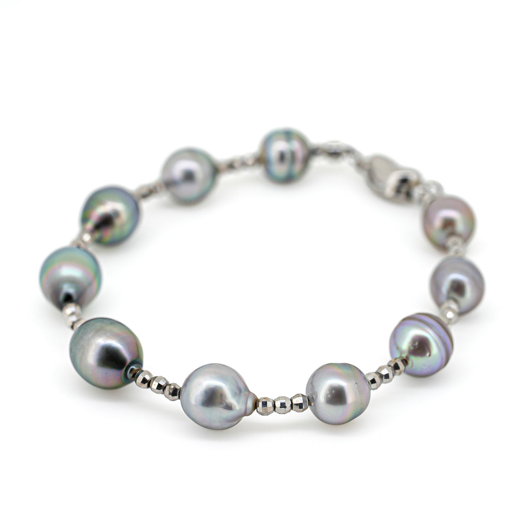 Elegant Tahitian Pearl Bracelet with 8-9mm Multi-Color Pearls, 7.5 Inches. ref:SHM659 TH2