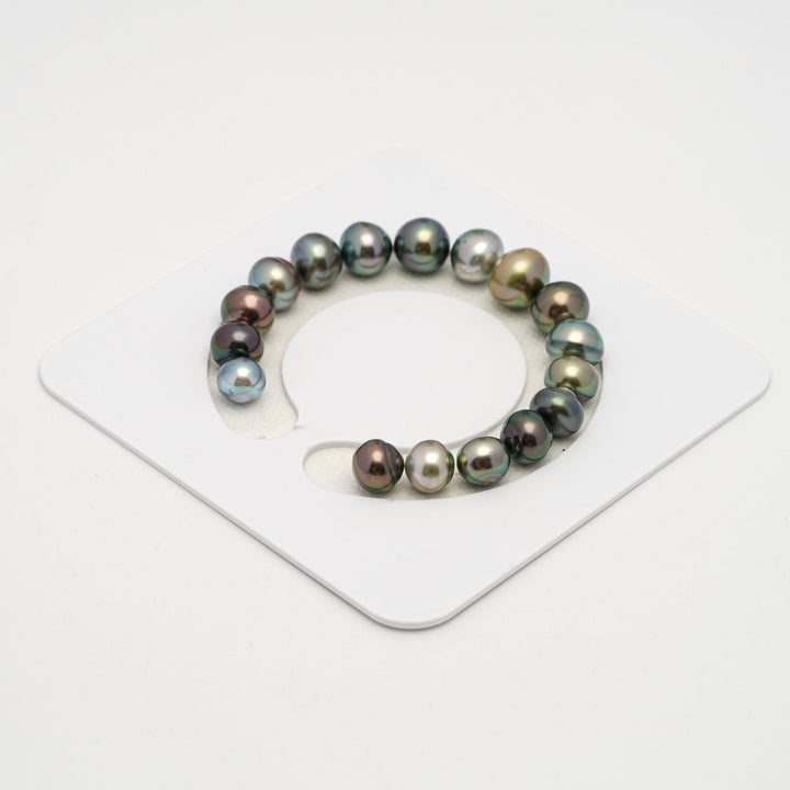 17pcs Multicolor 8-11mm - BT AAA Quality Tahitian Pearl Bracelet.