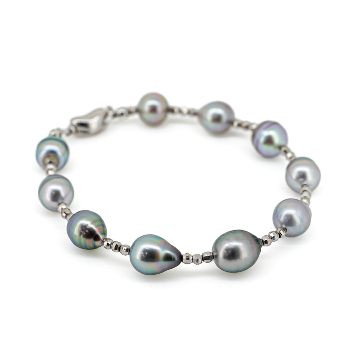 Elegant Tahitian Pearl Bracelet with 8-9mm Multi-Color Pearls, 7.5 Inches. ref:SHM659 TH2