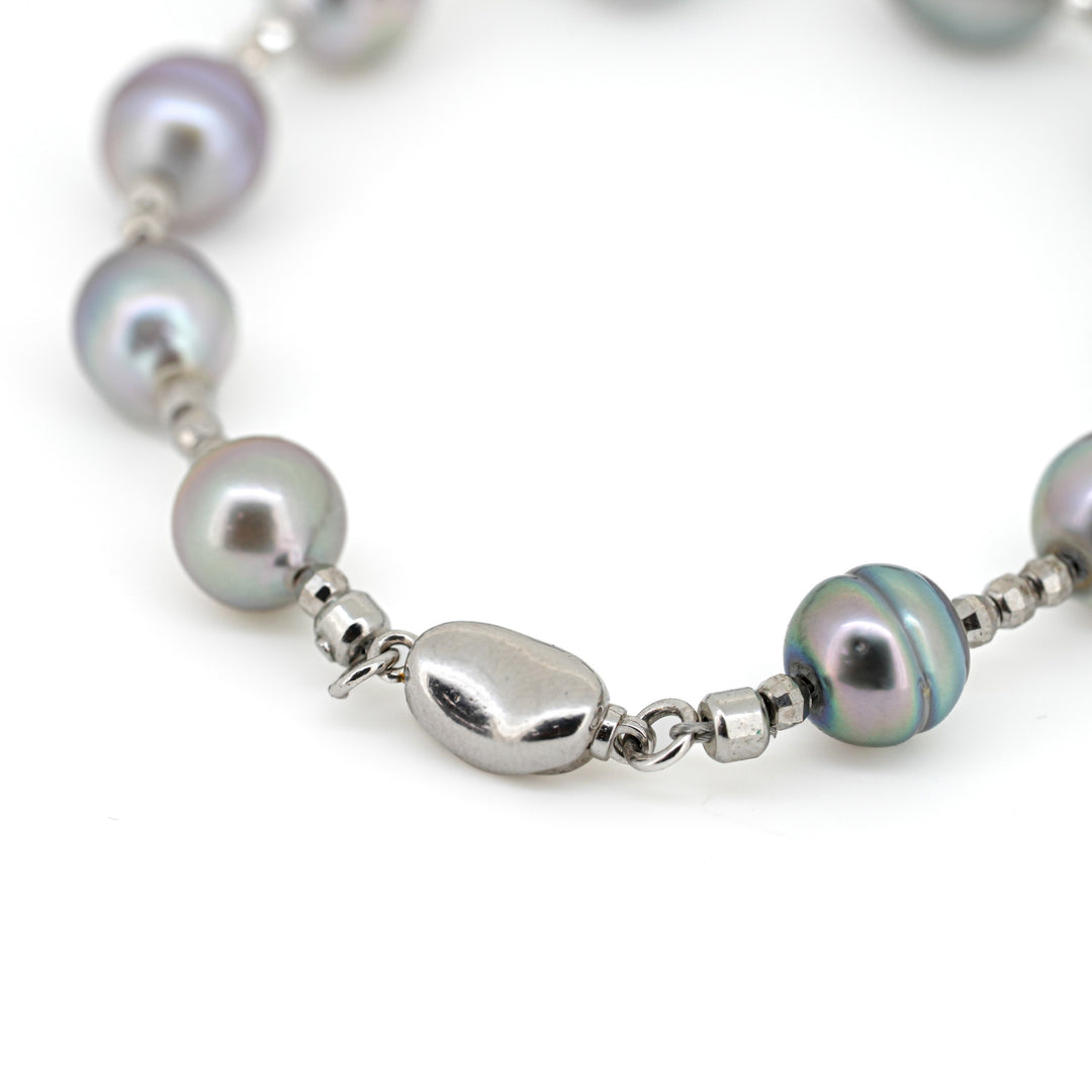 Elegant Tahitian Pearl Bracelet with 8-9mm Multi-Color Pearls, 7.5 Inches. ref:SHM659 TH2