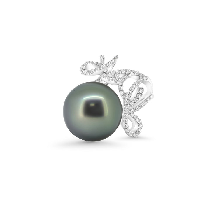 18K Tahitian Pearl Ring with Diamond. Ref D88-0.52CT