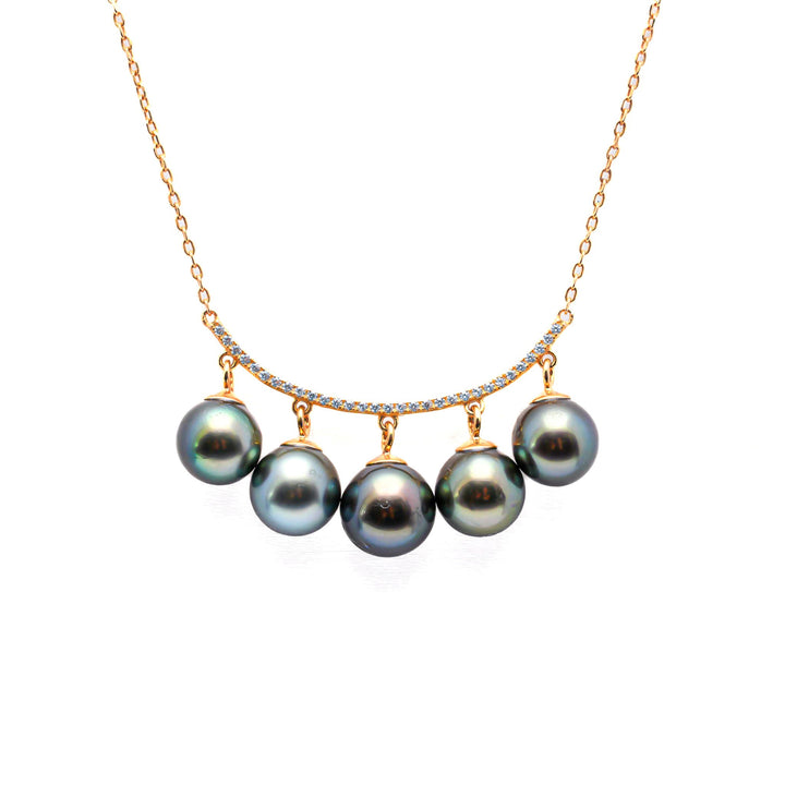 925 Silver Necklace with 8mm Dark Green Tahitian Pearl.