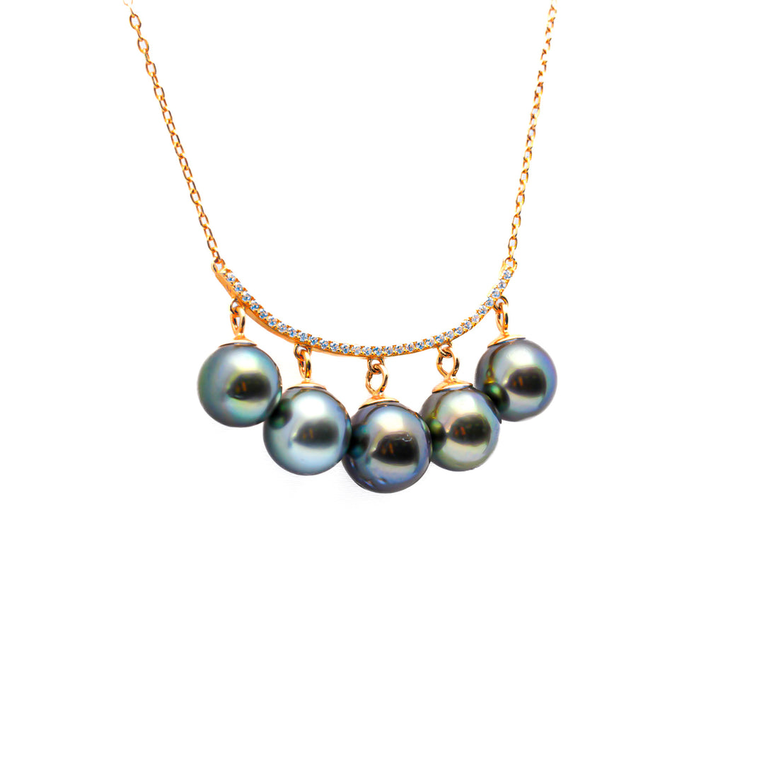 925 Silver Necklace with 8mm Dark Green Tahitian Pearl. ref:SHM618