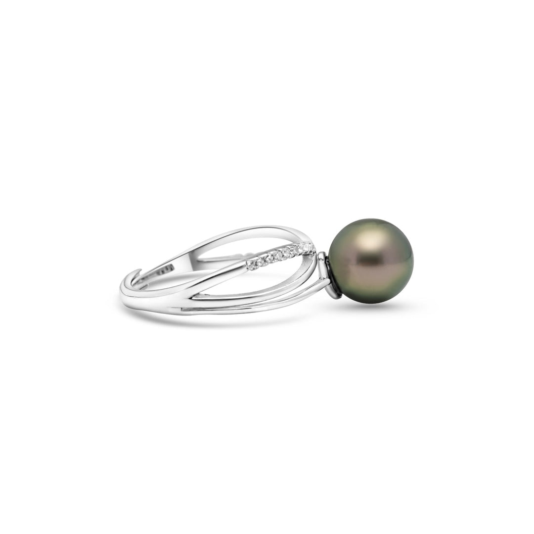 925 Sterling Silver Tahitian Pearl Ring SHM1454