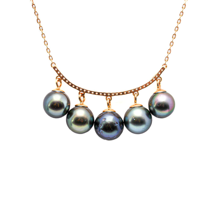 925 Silver Necklace with 8mm Dark Green Tahitian Pearl.