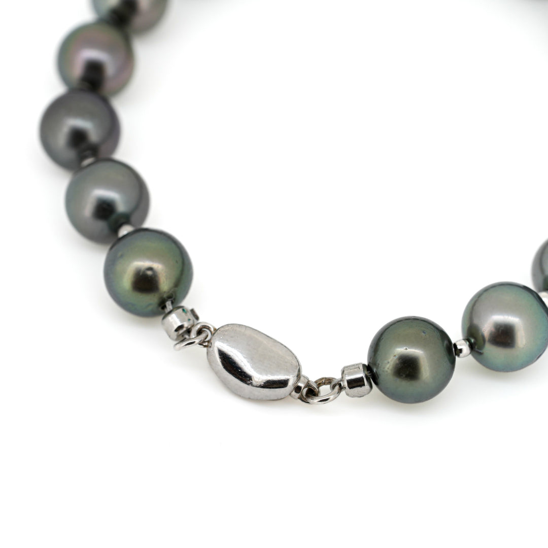 Elegant 7.1-Inch Multicolor 8mm Tahitian Pearl Bracelet in 925 Silver. ref:SHM402 A89