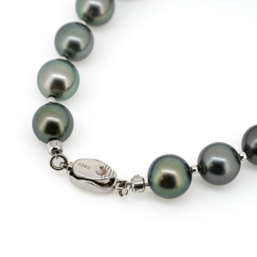 Elegant 7.1-Inch Multicolor 8mm Tahitian Pearl Bracelet in 925 Silver. ref:SHM402 A89