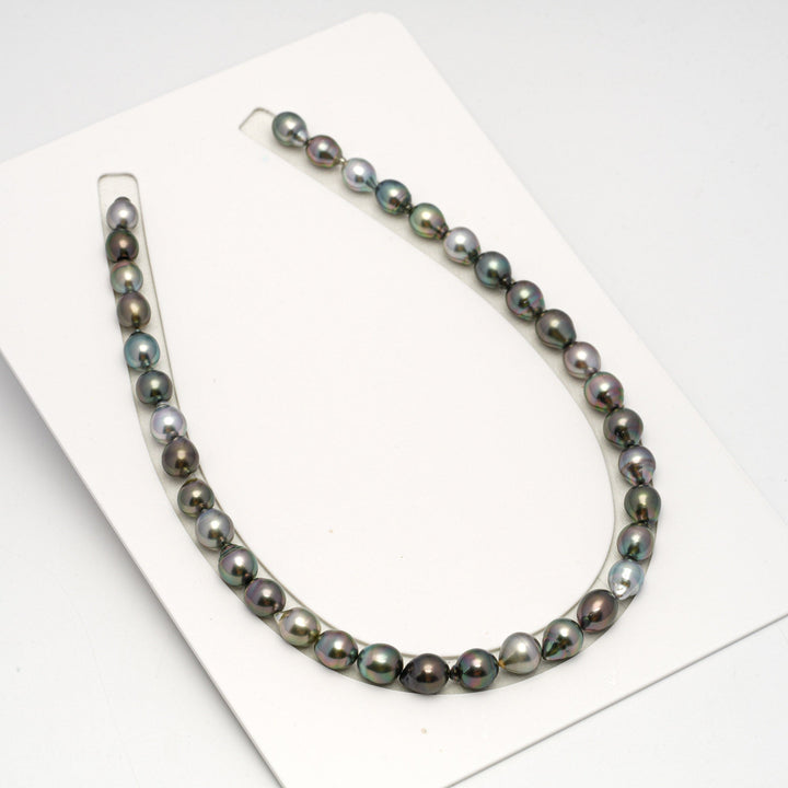 36pcs "High Luster" Multicolor 8-10mm - SB/DR AAA/AA Quality Tahitian Pearl Necklace NL1634 HL3