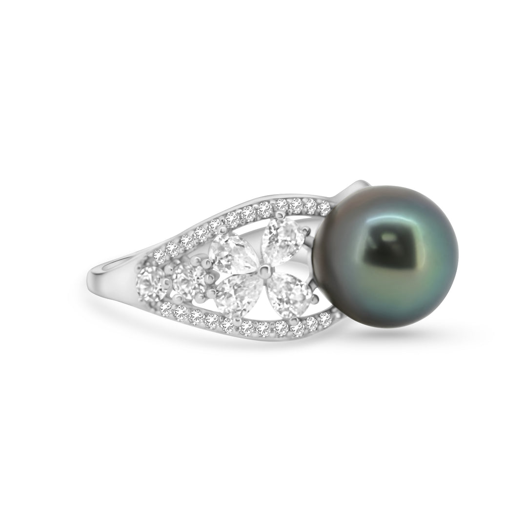 Sterling Silver Butterfly Ring with Genuine Tahitian Pearl. Ref:SHM867 TH2