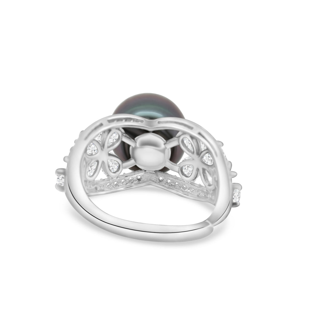 Sterling Silver Butterfly Ring with Genuine Tahitian Pearl. Ref:SHM867 TH2