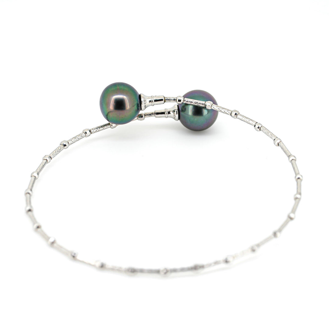 10mm Green Cherry Tahitian Pearl Bracelet with Adjustable Silver Chain.