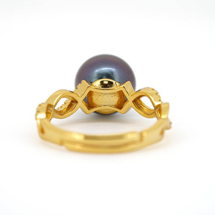 Minimalist 925 Silver Tahitian Pearl Ring with 9mm Purple Pearl & Zirconia. ref:SHM942 OR7