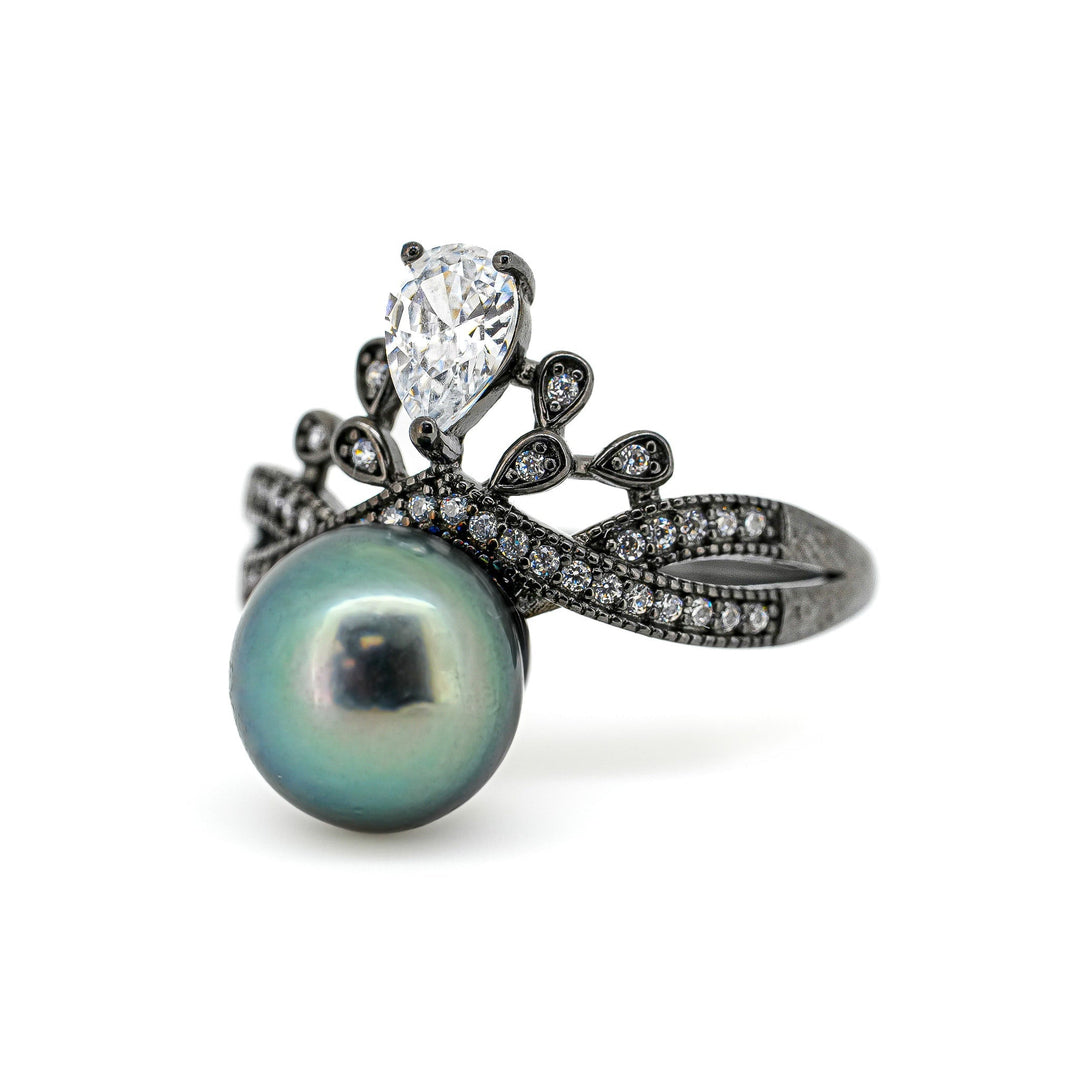 "Queen" Pearl Ring: Royal Tahitian Pearl Jewelry Gift.