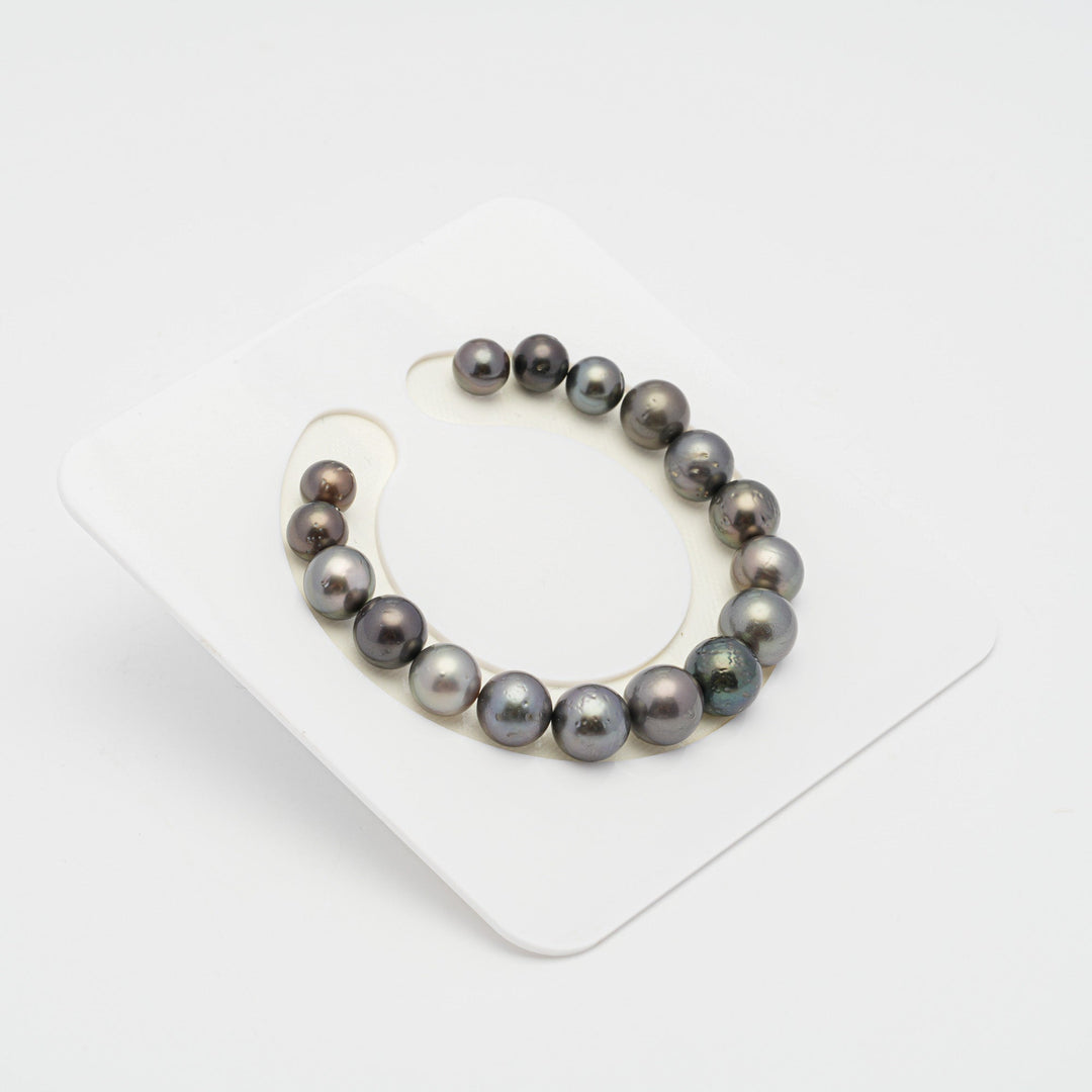 17pcs Multicolor 7-10mm - SR A Quality Tahitian Pearl Bracelet.